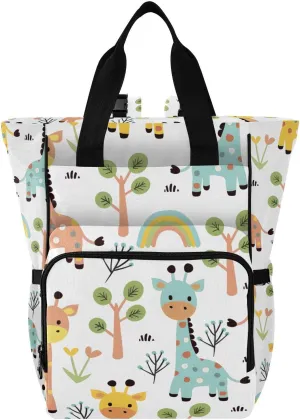 SPRIPORT Giraffes Tree Rainbow Diaper Bag Backpack for Baby Boys Girls Travel Tote with Stroller Straps & Bottle Storage Baby Diaper Bag for Traveling Shopping Hiking Moms Dads Baby Shower Gifts