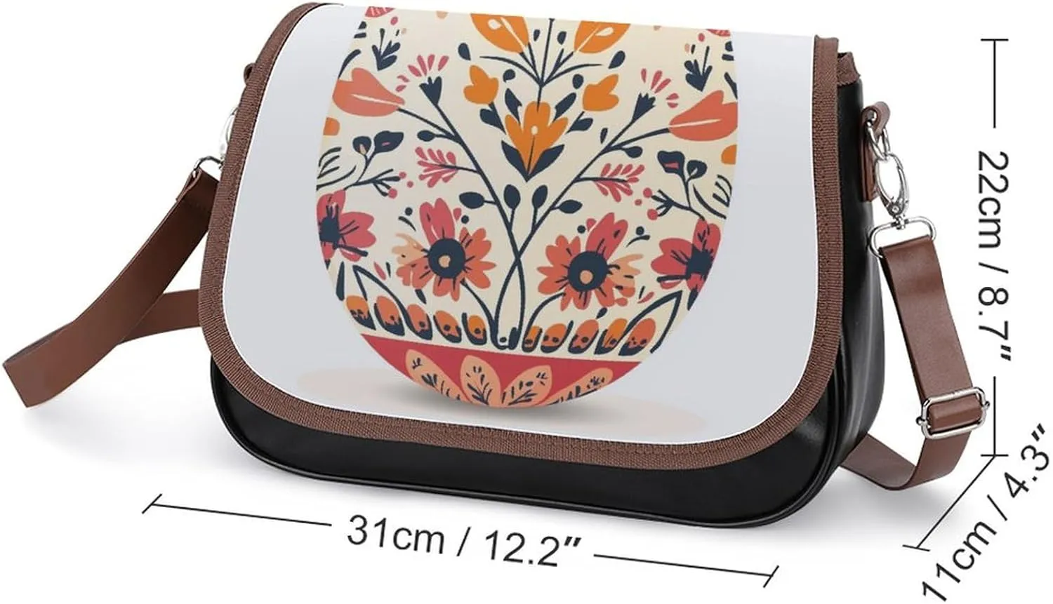 Stained Glass Easter Egg with Spring Flower Patterns Crossbody Bag Leather Crossbody Bag