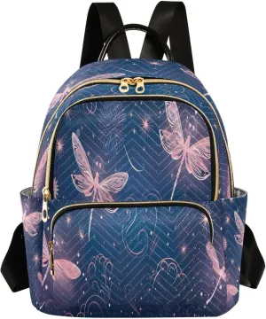 Star Dragonflies Backpack Purse for Women Fashion Small Mini Daypack Purse for Lady Anti-theft Shoulder Bag Back Pack Weekend Bag