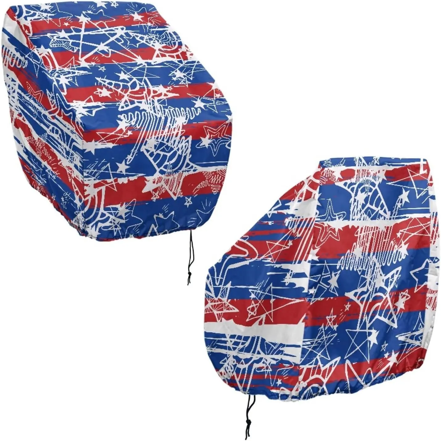 Starfish Stripe Boat Folding Seat Cover Silver-Plated Polyester Weather Resistant Material Captain's Chair Cover Full Length Protection for Your Boat Seat Cover