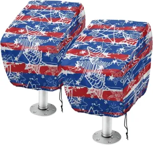 Starfish Stripe Boat Folding Seat Cover Silver-Plated Polyester Weather Resistant Material Captain's Chair Cover Full Length Protection for Your Boat Seat Cover