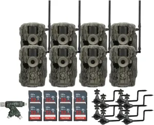 Stealth Cam 36MP Fusion Max Cellular Trail Camera (2-Pack) x 4 Bundle with Economy Trail Camera Holder (8-Pack), 4-In-1 Card Reader, and 32GB Ultra SDHC UHS-I Memory Card (8-Pack) (21 Items)
