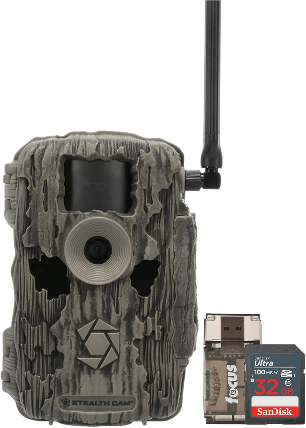 Stealth Cam 36MP Fusion Max Cellular Trail Camera with 80 Feet Detection Range with 32GB Memory Cards and Card Reader (3 Items)