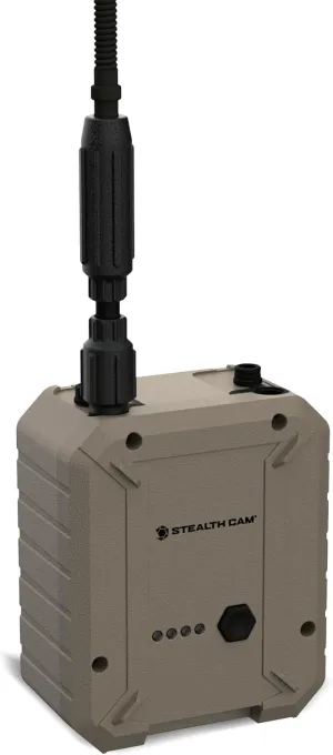 Stealth Cam FieldMAX External Lithium Rechargeable 10,000mAh Battery, Compatible w/Trail Cameras w/ 12V Battery Jack, Insulated Power Cable, Locking & Smooth Adapters, 4.5mm Jack & USB Cable Included