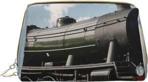 Steam Train Clouds Print Travel Makeup Bag, Women's Large Capacity Makeup Bag, Waterproof Portable Bag, Open Flat Makeup Bag