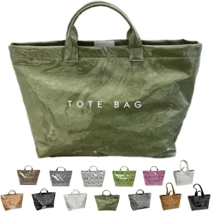 Stellaya Tote Bag, Women's Letters Print Tote Bag, PVC Kraft Paper Plastic Solid Color Draped Waterproof Leopard Handbags