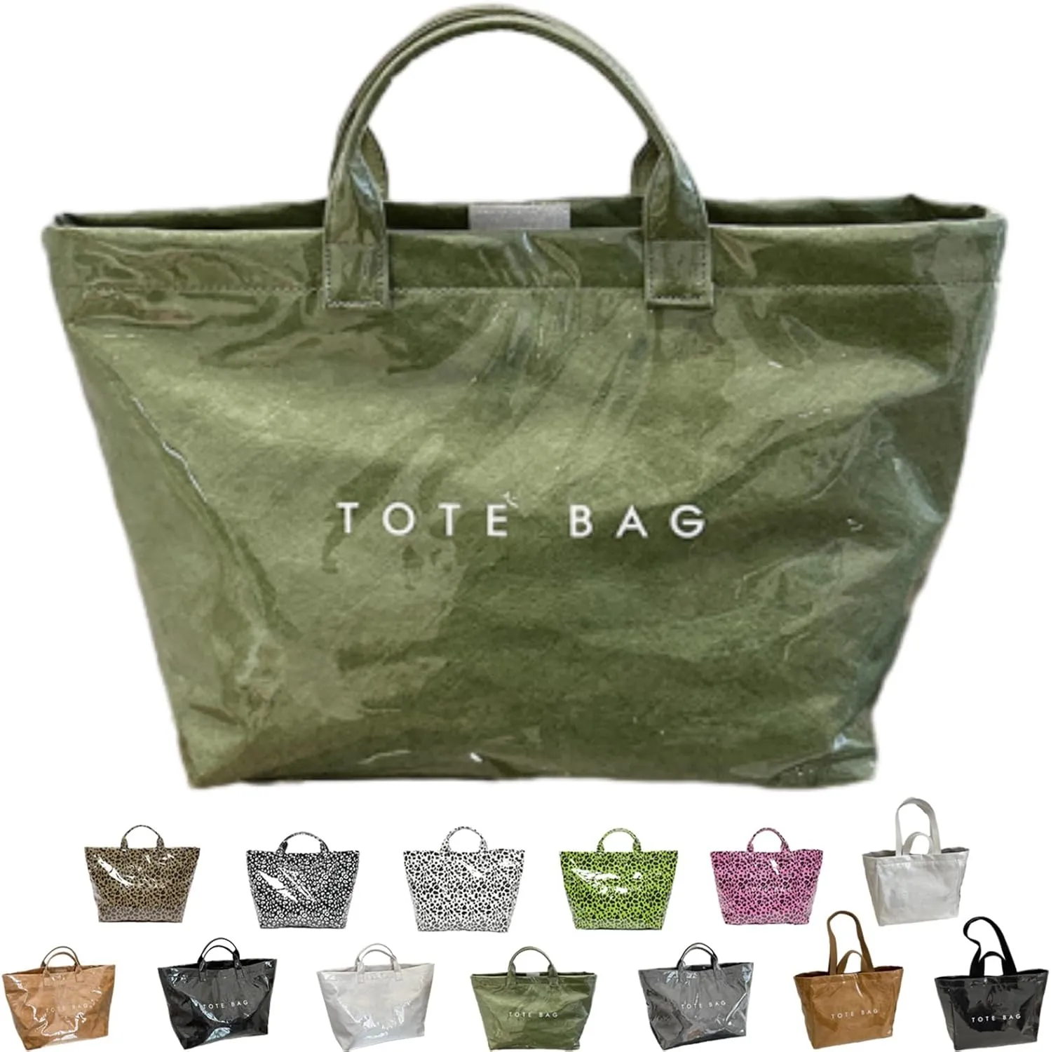 Stellaya Tote Bag, Women's Letters Print Tote Bag, PVC Kraft Paper Plastic Solid Color Draped Waterproof Leopard Handbags