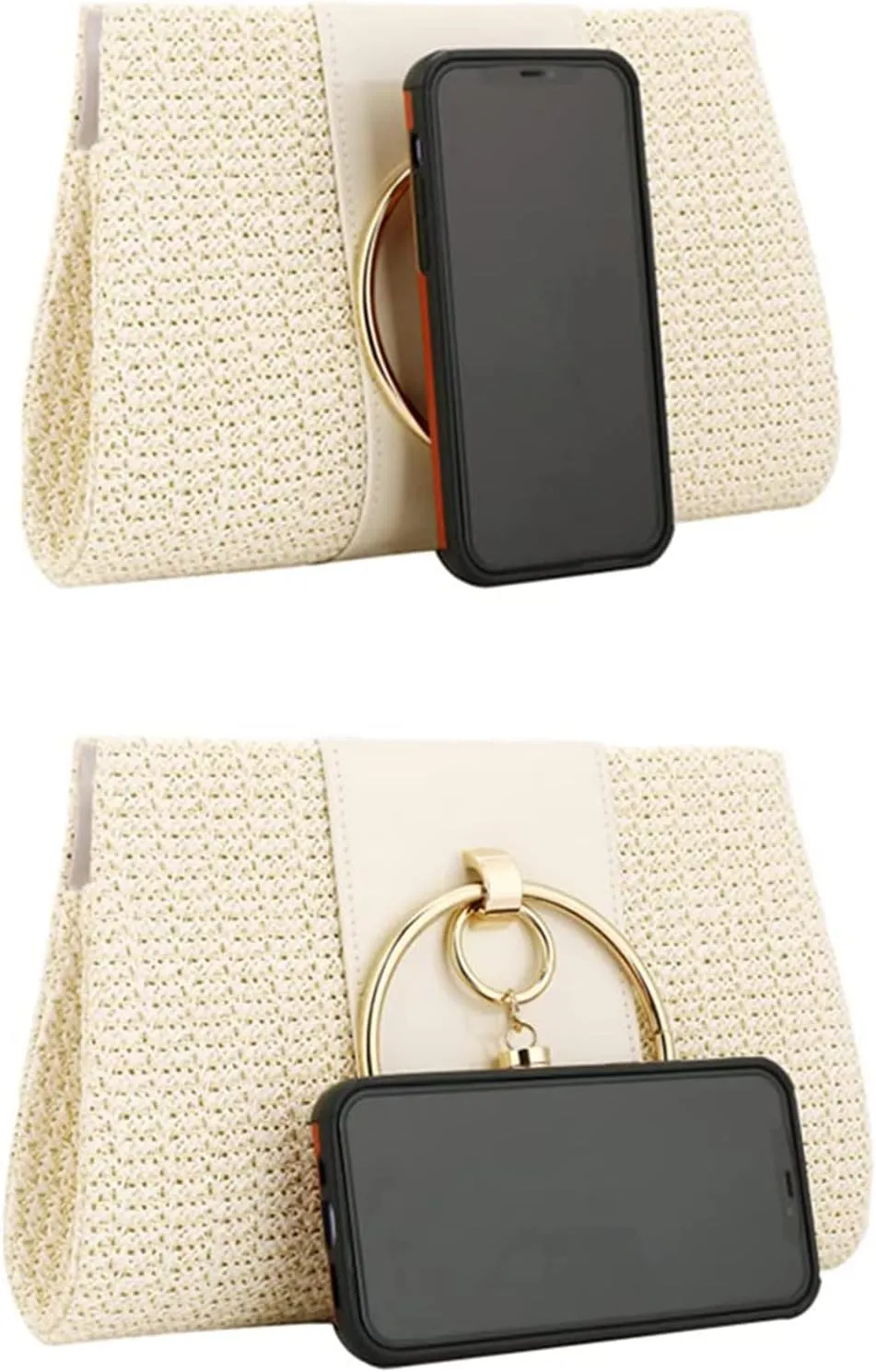 Straw Handbag Evening Bag Clutch Purses for Women, Fashion Summer Beach Tote Tassels Straw Clutch