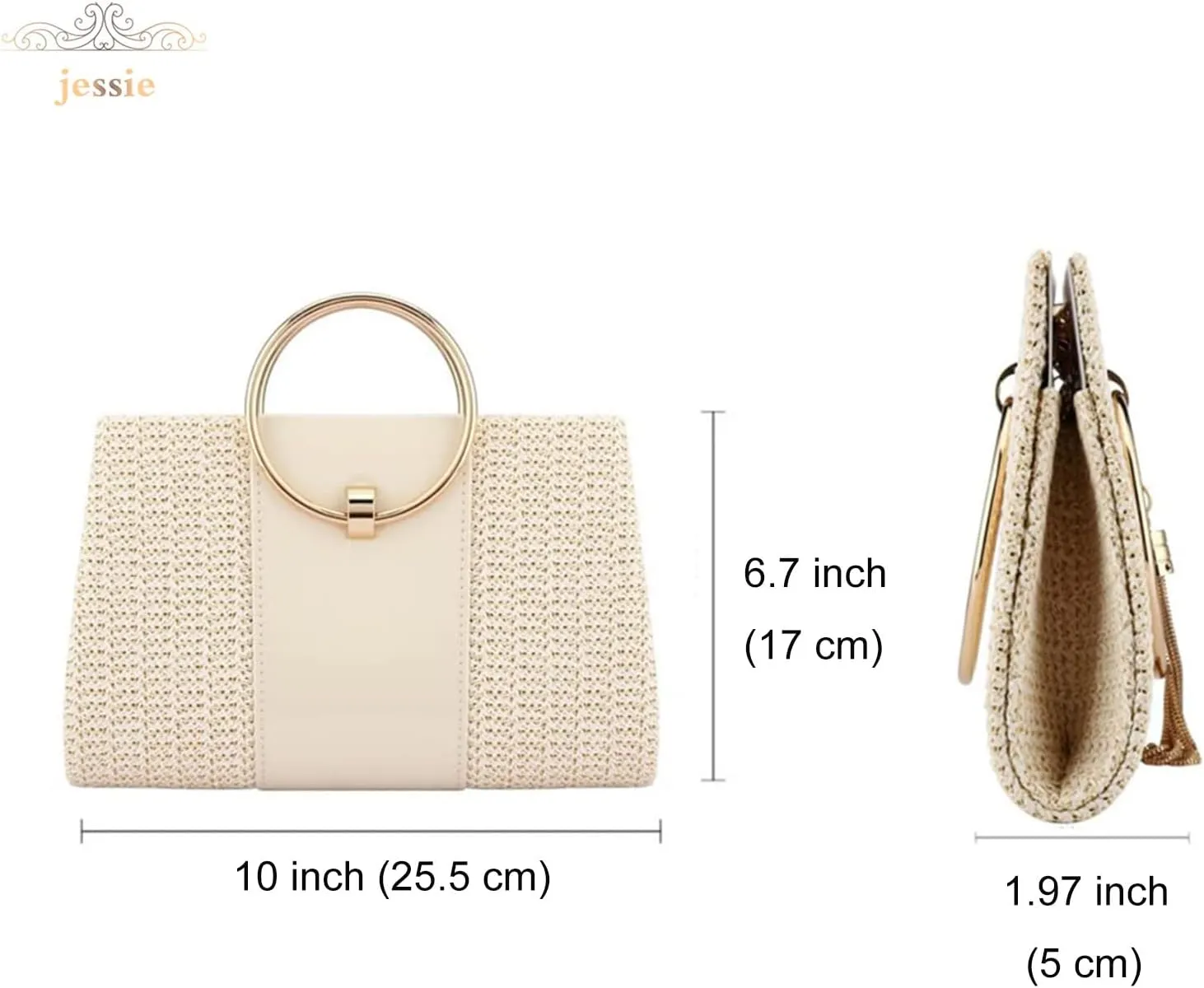 Straw Handbag Evening Bag Clutch Purses for Women, Fashion Summer Beach Tote Tassels Straw Clutch