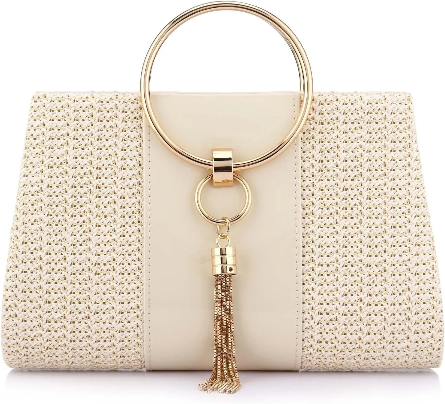 Straw Handbag Evening Bag Clutch Purses for Women, Fashion Summer Beach Tote Tassels Straw Clutch