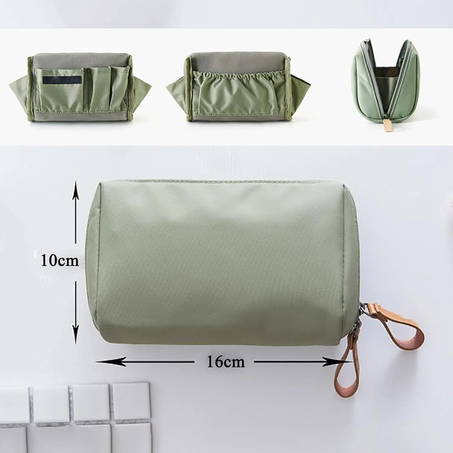 Strealinem Streamline Travel Makeup Pouch for Women, Portable Mini Multifunctional Solid Color Waterproof Makeup Bag, Simple Stylish Large Capacity Cosmetic Pouch Portable Clutch (Black)