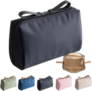 Strealinem Streamline Travel Makeup Pouch for Women, Portable Mini Multifunctional Solid Color Waterproof Makeup Bag, Simple Stylish Large Capacity Cosmetic Pouch Portable Clutch (Black)