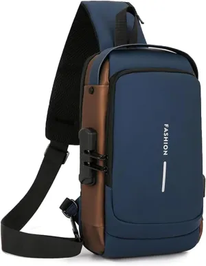 Streamline Anti-Theft Sling Bag,USB Charging Sport Sling Anti Theft Shoulder Bag, Waterproof Chest Daypack