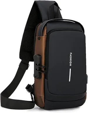 Streamline Anti-Theft Sling Bag,USB Charging Sport Sling Anti Theft Shoulder Bag, Waterproof Chest Daypack
