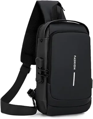 Streamline Anti-Theft Sling Bag,USB Charging Sport Sling Anti Theft Shoulder Bag, Waterproof Chest Daypack