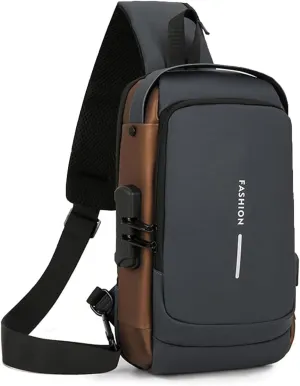 Streamline Anti-Theft Sling Bag,USB Charging Sport Sling Anti Theft Shoulder Bag, Waterproof Chest Daypack