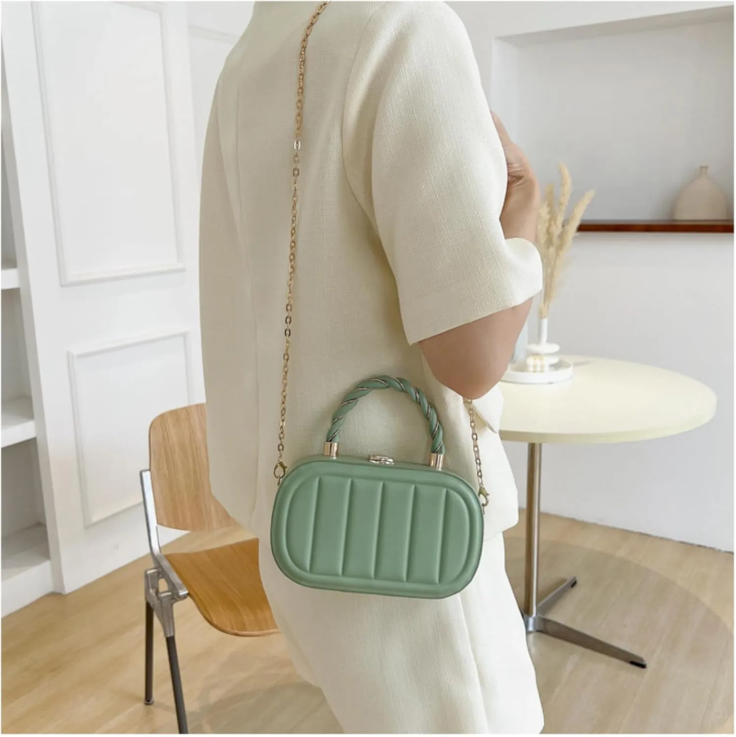 Stylish Minimalist Box Bag - Chain Shoulder & Crossbody Purse,Large Capacity & Quality Hardware,Gift for Christmas
