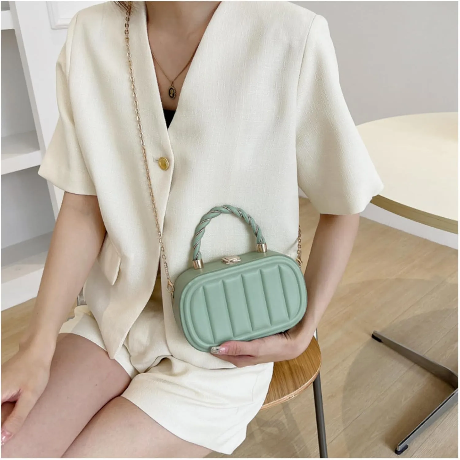 Stylish Minimalist Box Bag - Chain Shoulder & Crossbody Purse,Large Capacity & Quality Hardware,Gift for Christmas