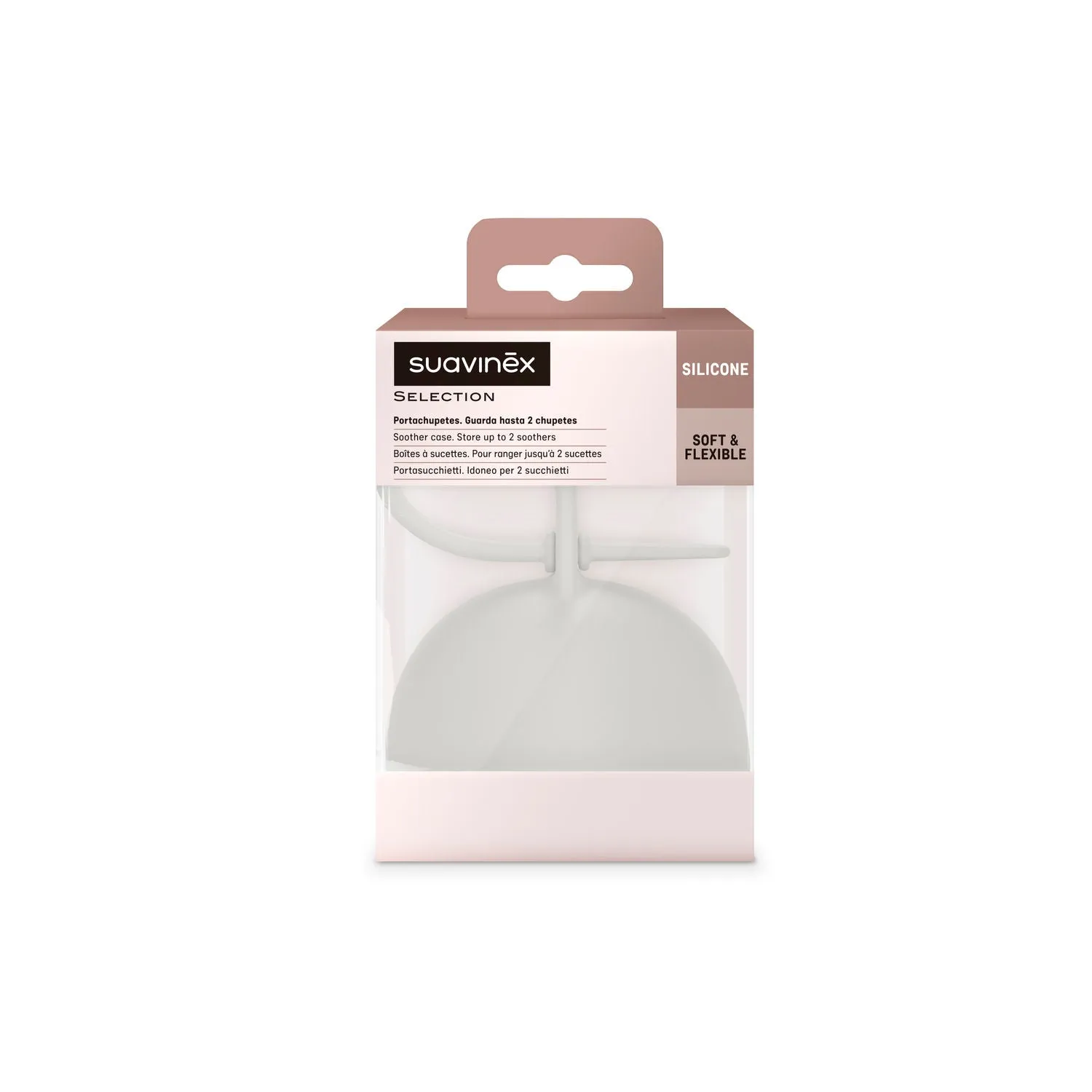 Suavinex Colour Essence Silicone Soother Holder - Soft Grey