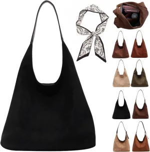 Suede Bag, Suede Tote Bag for Women, Retro Large Slouchy Hobo Bag, Brown Shoulder Handbags Bag, All-Match & Advanced