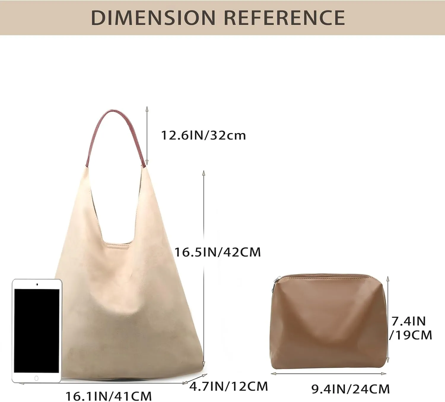 Suede Bags for Women Suede Tote Bag Slouchy Shoulder Bag Brown Tote Handbag for Work Everyday