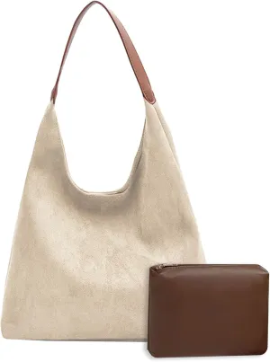 Suede Hobo Bags for Women Slouchy Shoulder Bags Trendy Tote Handbags Everyday Purses