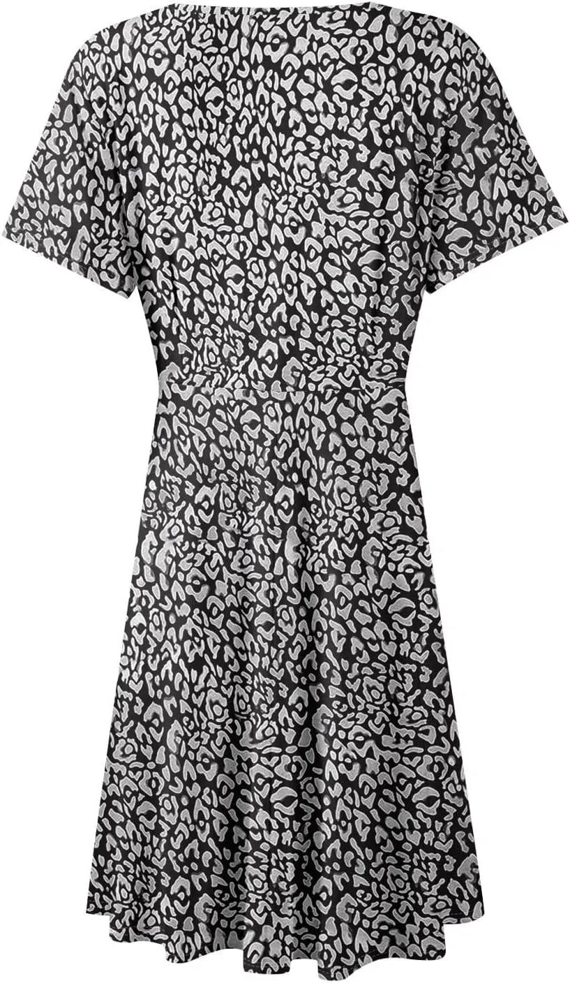 Summer Dresses for Women 2025 Elegant Classy Fit and Flare Empire Waist Dress V Neck Boho Flowy Midi Dress