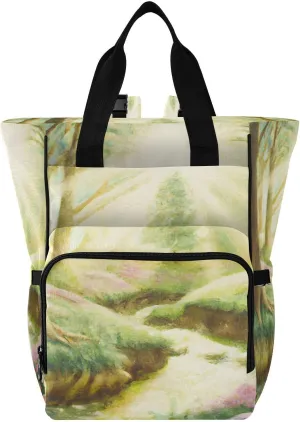 Sunlit Meadow Roots Diaper Bag Backpack, Unisex Travel Baby Backpack Diaper Bags with Stroller Straps & Pacifier Case, Large Capacity Waterproof Diaper Backpack