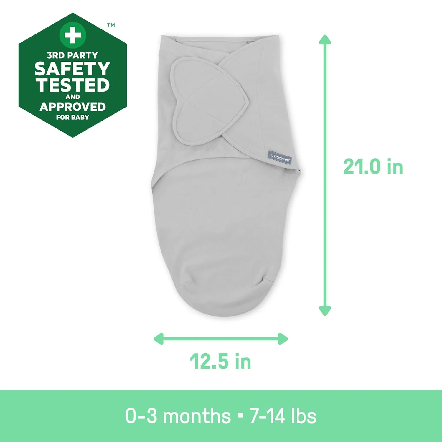 SwaddleMe by Ingenuity Monogram Collection Baby Swaddle, 100% Cotton, Improves Sleep & Calms Startle Reflex, 0-3 Months, Pocket Fold Design for Easy Changes, 1.0 TOG, 3-Pack - Rainbow