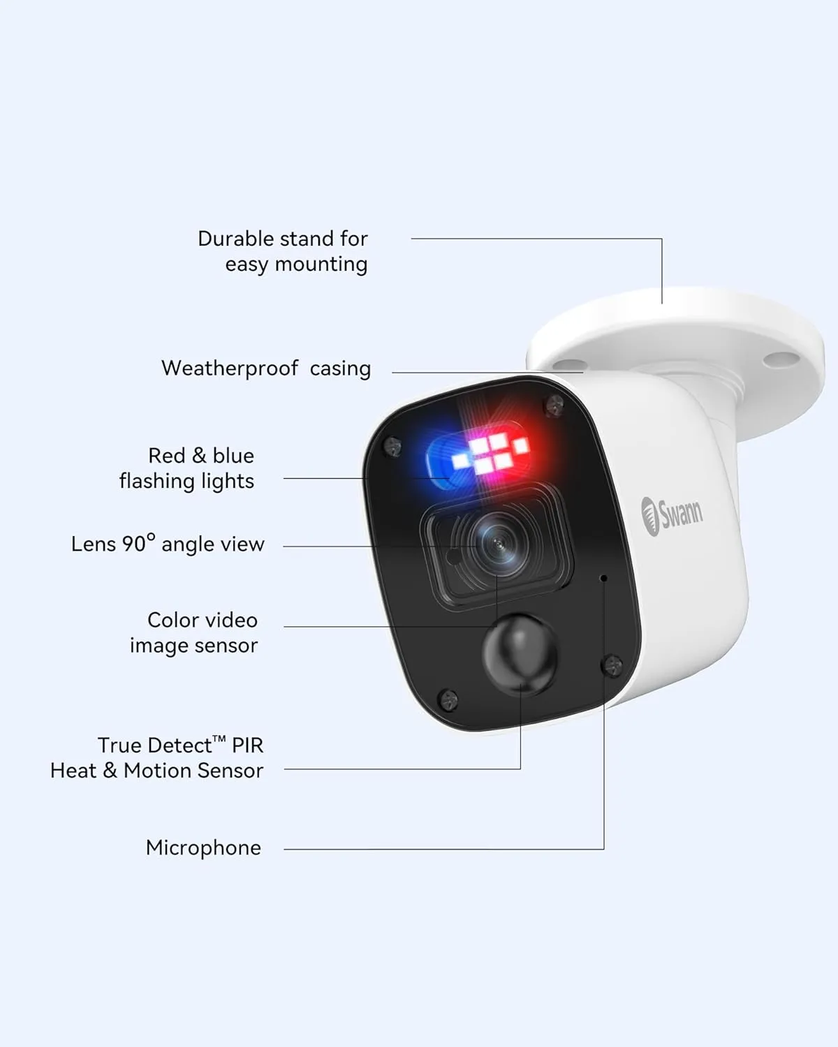 Swann 1080p Bullet Camera (Add-on)-High-Resolution Wired Security Camera with Night Vision & Motion Sensor Technology–Smart Human/Vehicle Detection for Home Surveillance