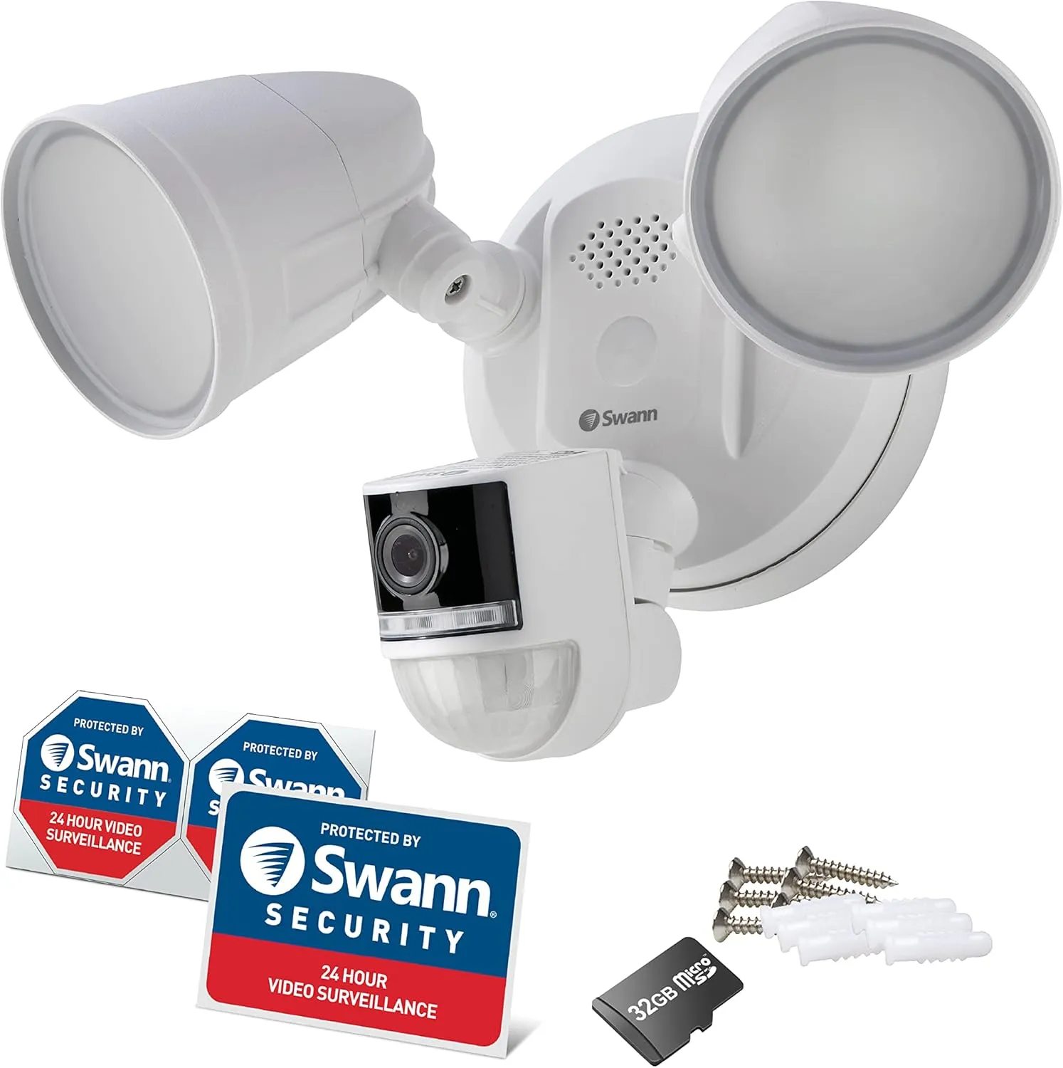 Swann 4K Floodlight Security Camera with 2-Way Talk, Siren with Heat & Motion Detection (Renewed)