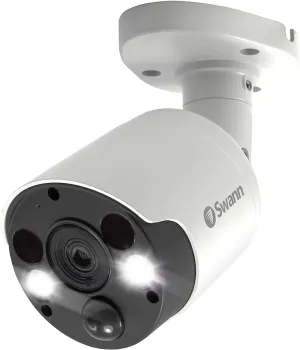 Swann Add-On DVR Bullet Security Camera with Sensor Spotlight, 4K Ultra HD Video, Indoor or Outdoor Design, Dusk to Dawn Color Night Vision Plus True Detect Heat and Motion Detection