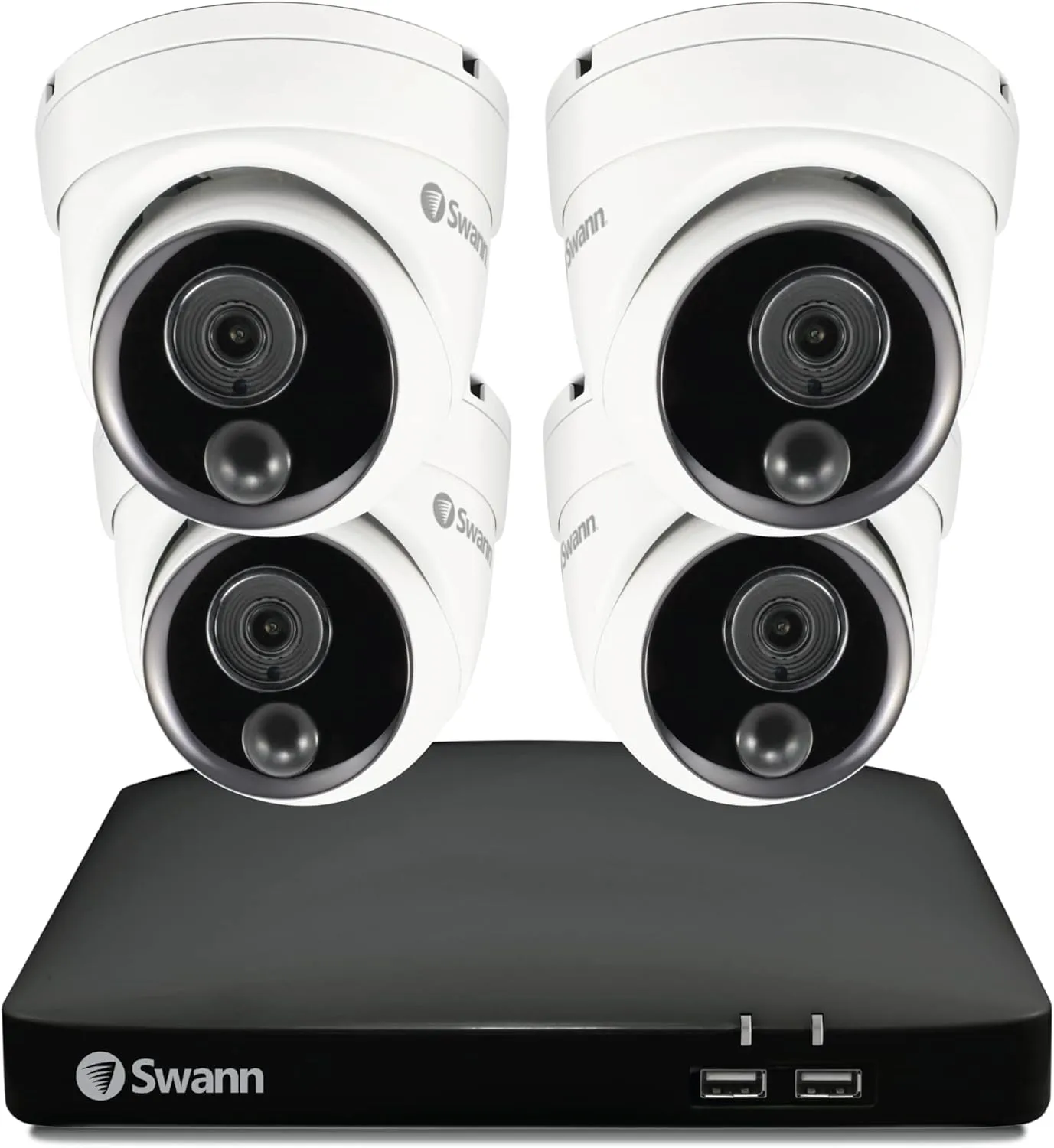 Swann Home DVR Security Camera System with 64GB HDD, 4 Channel 4 Camera, 1080p Full HD Video, Indoor or Outdoor Wired Surveillance CCTV, Heat Motion Detection, 4685
