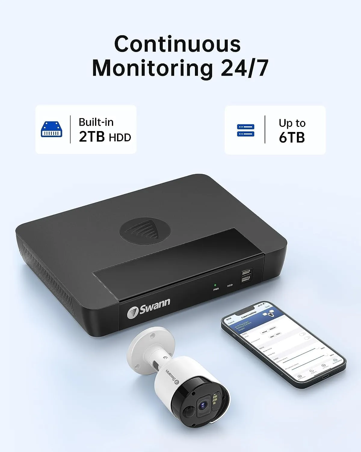 SWANN Master 4K 8 Channel Home Security Camera System, 2TB NVR, 4 PoE IP Cameras Outdoor, 8MP Wired Surveillance CCTV, Heat Motion Vehicle Detection, LED Light, 24/7 Recording Security Camera, 876804