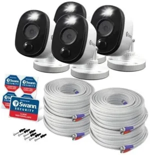Swann SRPRO-4KWLBWB4 4 Pack of SWPRO-4KWLB Cameras, Warning Light, Siren, 4K, BNC, Works on DVR-5580 and DVR-5680 only