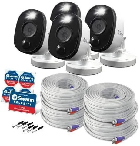 Swann SRPRO-4KWLBWB4 4 Pack of SWPRO-4KWLB Cameras, Warning Light, Siren, 4K, BNC, Works on DVR-5580 and DVR-5680 only