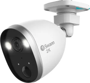 Swann Wi-Fi Security Camera Outdoor Indoor, 2K Quad HD Powered Home Surveillance Security Cameras with 2-Way Talk, Siren, Sportlight, Heat and Motion Triggered Mobile Alerts, Night Vision, Free Cloud