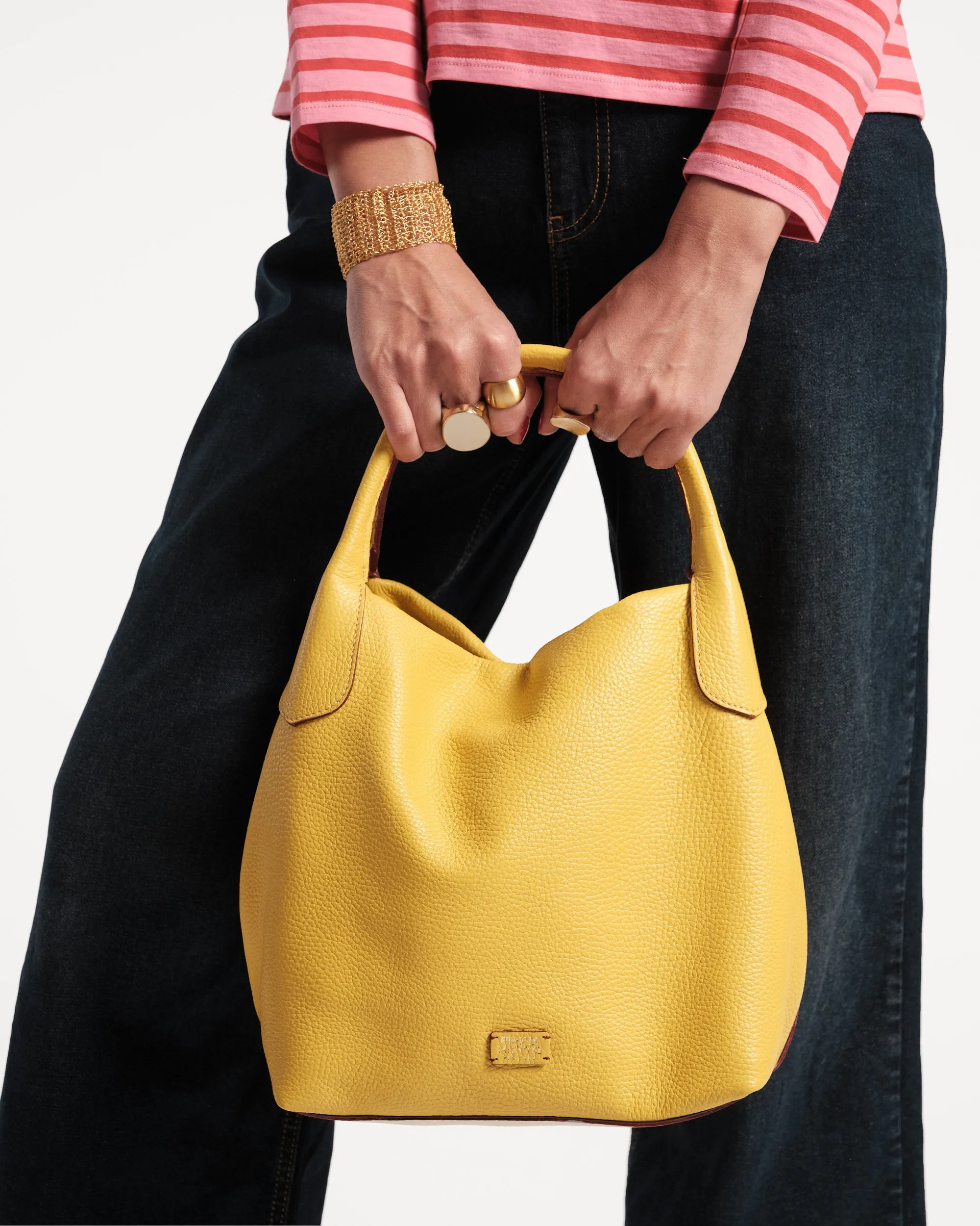 Sweet Pea Tote - Tumbled Leather Canary
