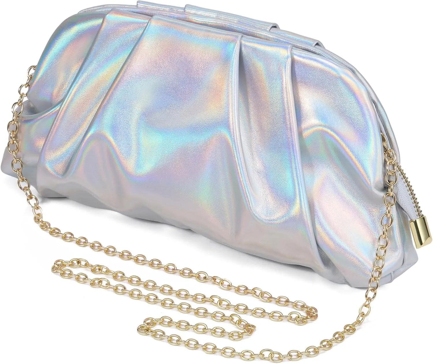 SWEETV Dressy Vegan Leather Clutch Purse for Women Formal, Soft Pleated PU Evening Clutch for Weddings, Proms, Cocktail-Gemma
