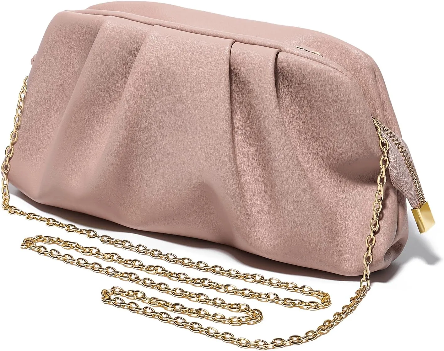 SWEETV Dressy Vegan Leather Clutch Purse for Women Formal, Soft Pleated PU Evening Clutch for Weddings, Proms, Cocktail-Gemma