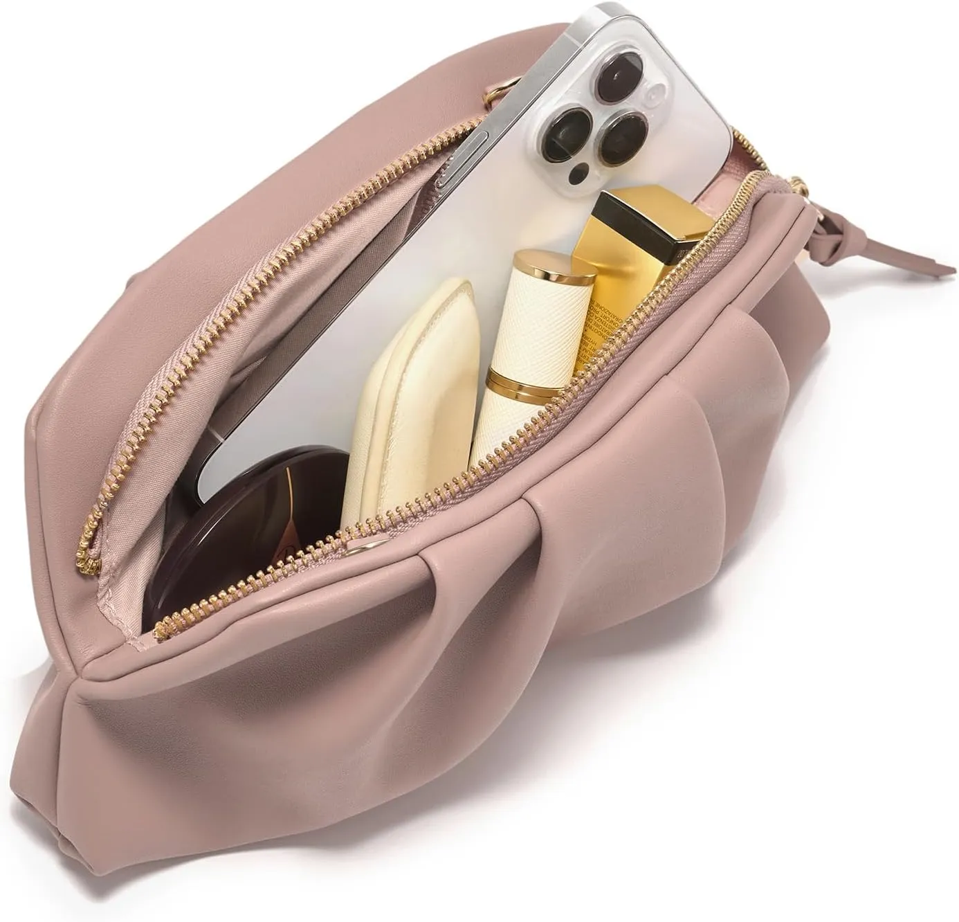 SWEETV Dressy Vegan Leather Clutch Purse for Women Formal, Soft Pleated PU Evening Clutch for Weddings, Proms, Cocktail-Gemma