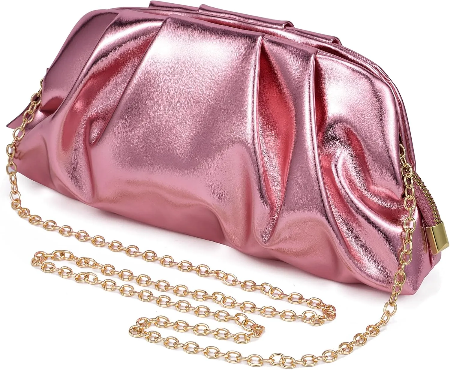 SWEETV Dressy Vegan Leather Clutch Purse for Women Formal, Soft Pleated PU Evening Clutch for Weddings, Proms, Cocktail-Gemma