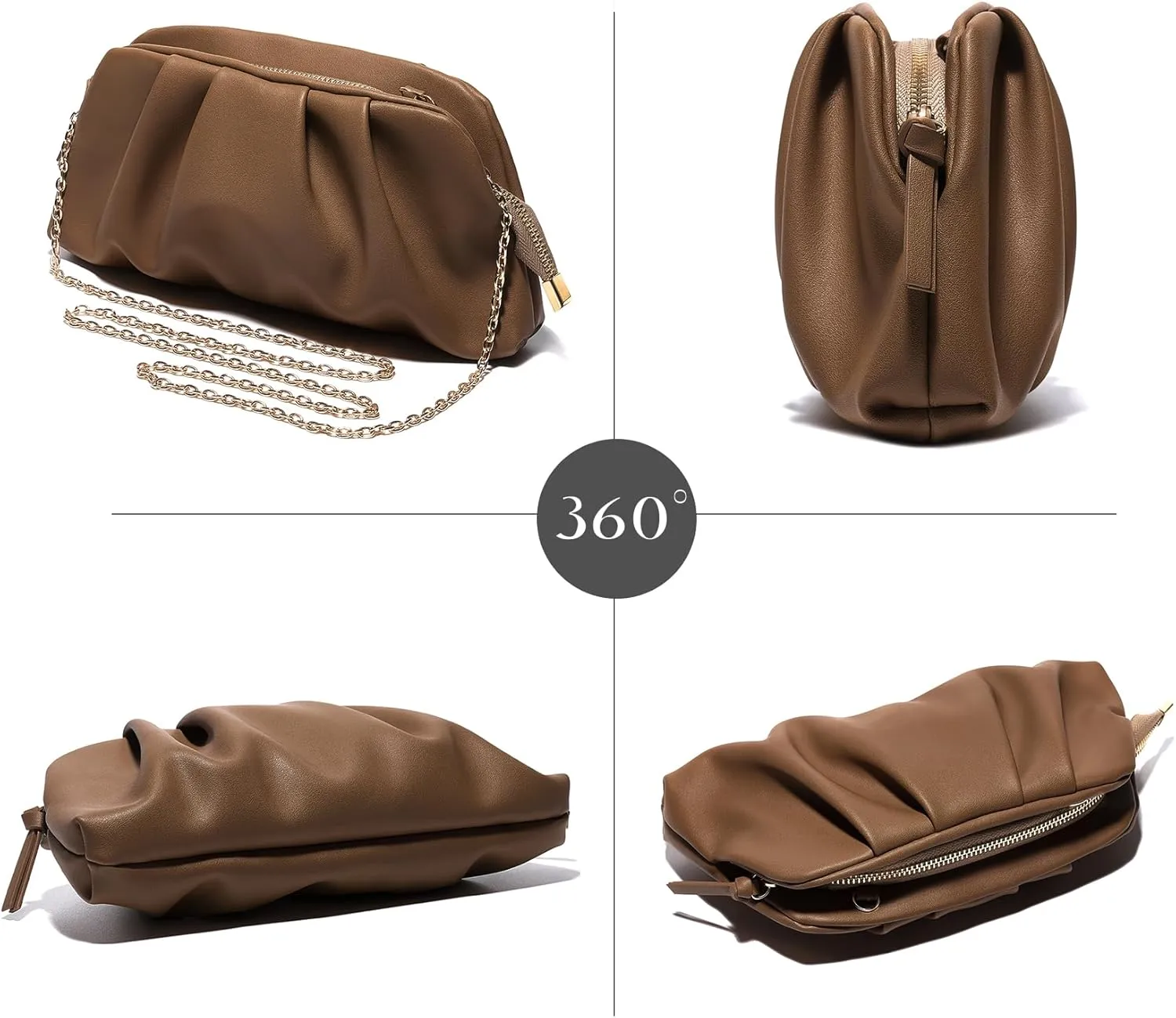 SWEETV Dressy Vegan Leather Clutch Purse for Women Formal, Soft Pleated PU Evening Clutch for Weddings, Proms, Cocktail-Gemma