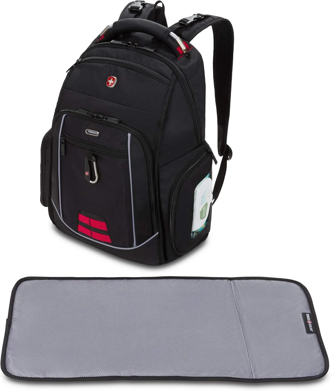 SwissGear Travel Diaper Bag Backpack, Black, 17.5-Inch