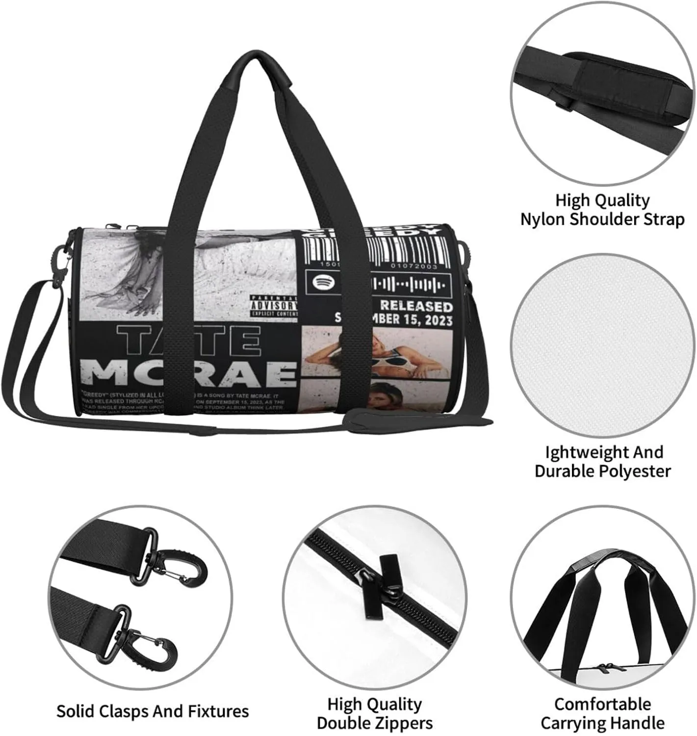 T-ate McRae Sport Duffel Bag,Travel Duffle Bag Sports Gym Bag,Tote Weekender Bag for Women Men Business Trip