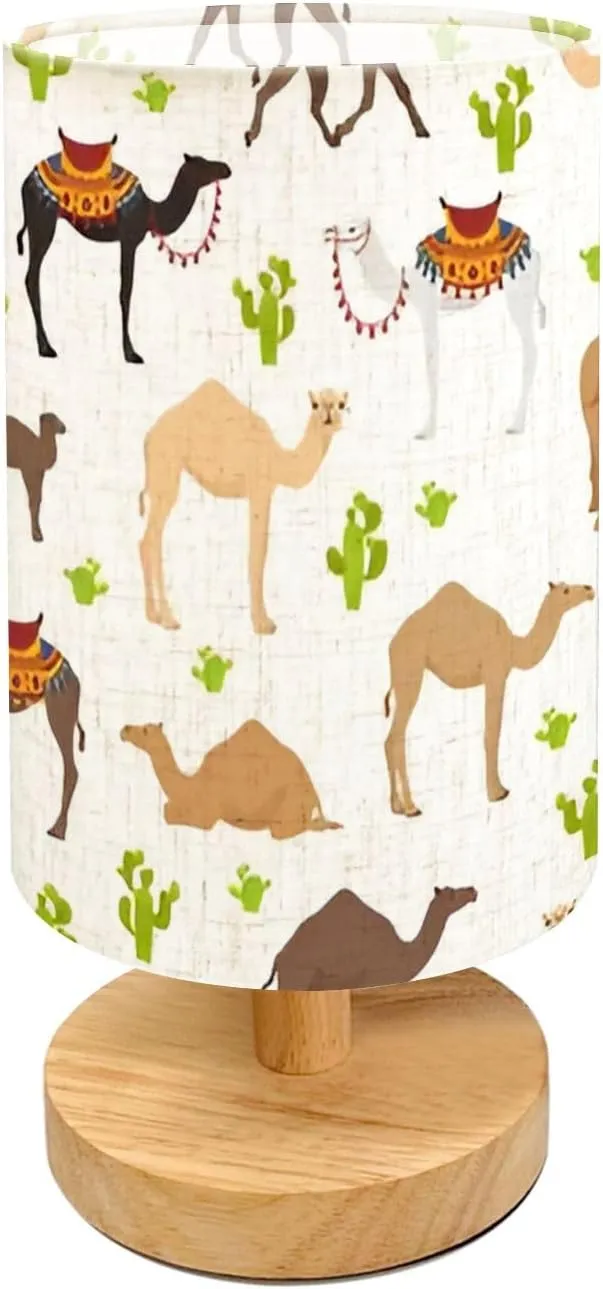 Table Lamp for Bedroom Camelids Family Collection Dromedary Camel Seamless Design Modern Lamp Beside Lamp Home Decor Night Light for Kids Nursery Room Office Dorm Living Room Decor