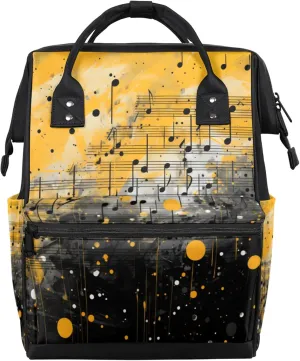 Tavisto Jazz Notes Fusion Double Shoulder Mommy Bag for Women, Polyester Large Capacity Diaper Backpack with Multi Pockets, Waterproof Adjustable Straps Diaper Bag for Moms Dads, 11''×7''×15.7''