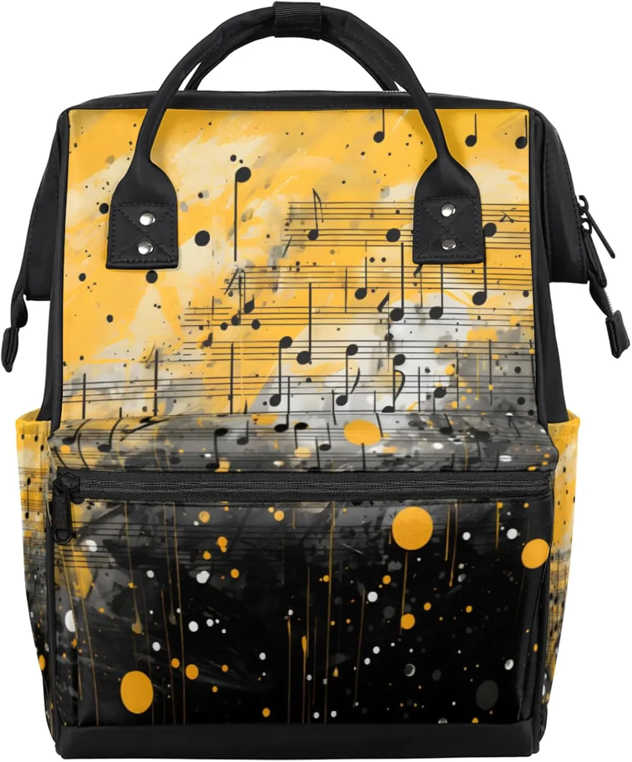 Tavisto Jazz Notes Fusion Double Shoulder Mommy Bag for Women, Polyester Large Capacity Diaper Backpack with Multi Pockets, Waterproof Adjustable Straps Diaper Bag for Moms Dads, 11''×7''×15.7''