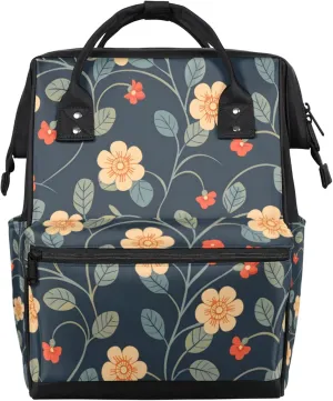 Tavisto Retro Rose Revival Double Shoulder Mommy Bag for Women, Polyester Large Capacity Diaper Backpack with Multi Pockets, Waterproof Adjustable Straps Diaper Bag for Moms Dads, 11''×7''×15.7''