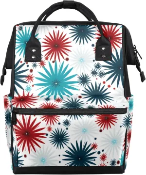 Tavisto Stars Celebration Double Shoulder Mommy Bag for Women, Polyester Large Capacity Diaper Backpack with Multi Pockets, Waterproof Adjustable Straps Diaper Bag for Moms Dads, 11''×7''×15.7''